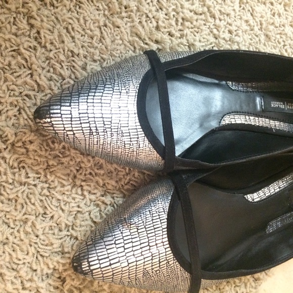 WHBM Silver Pointed Toe Flats - Picture 3 of 5